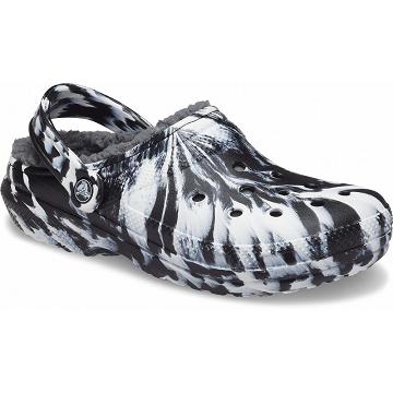 Crocs Klassiska Fodrade Marbled Clogs Herr Svarta Vita | Sverige 0798KORI